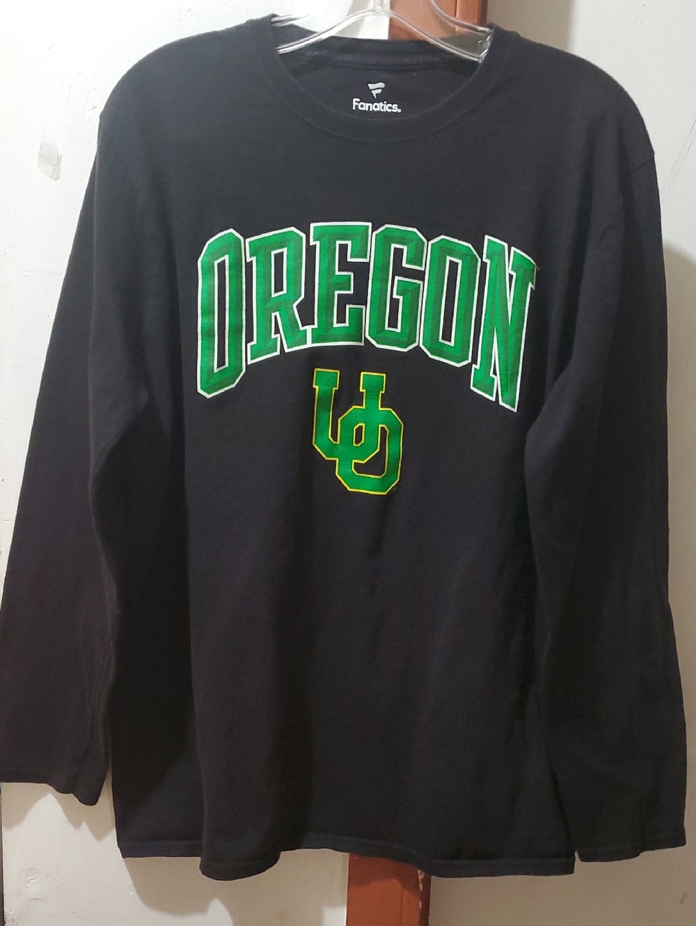 Fanatics Black Long Sleeve Oregon Graphic Tee with Green  Logo Size L/G/G